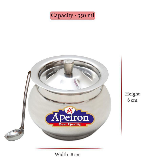 APEIRON Ghee pot Steel Food Container Set of 2 300 mL - Silver