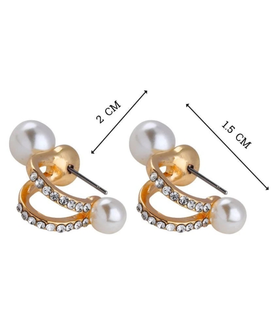 SILVER SHINE Party Wear Charm Pearl Stud Earring For Women Girl - Golden