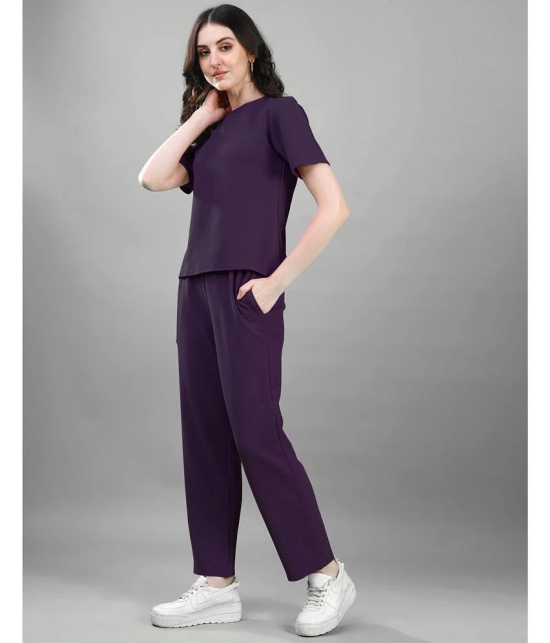 Selvia Purple Solid Pant Top Set - None