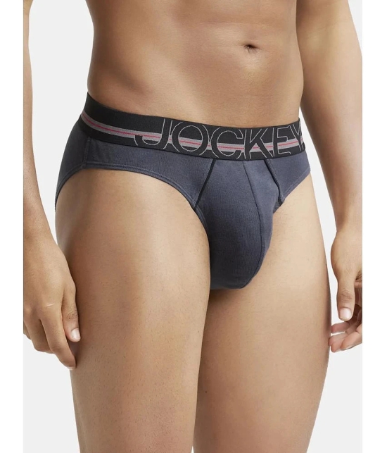 Jockey US17 Men Super Combed Cotton Rib Solid Brief - Graphite (Pack of 2) - None