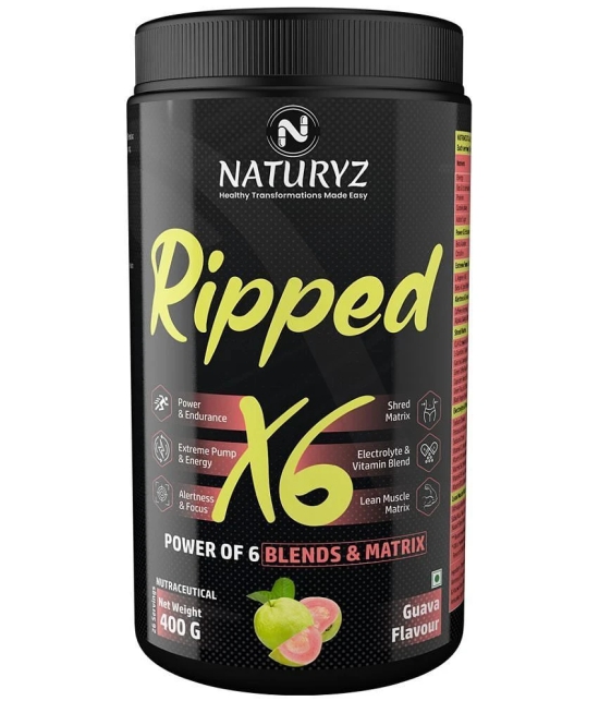 NATURYZ Ripped X6 Pre Workout With 24 Nutrients for Pump, Energy, Muscle gain - 400g(Guava Flavour)