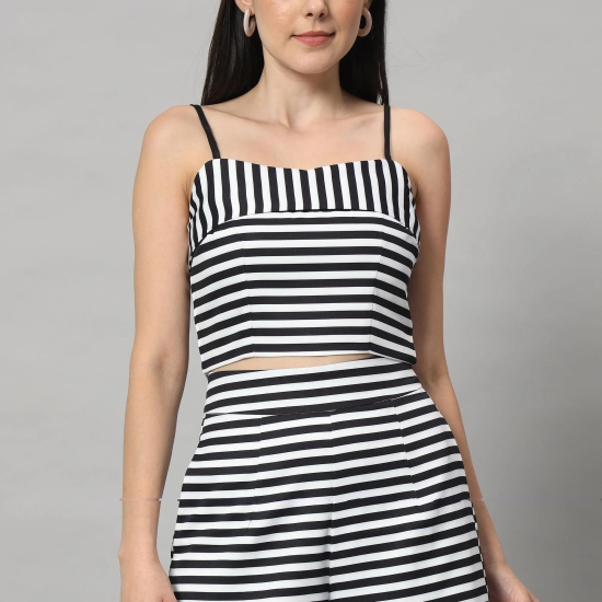 White and Black Striped Co-Ord Set-XL