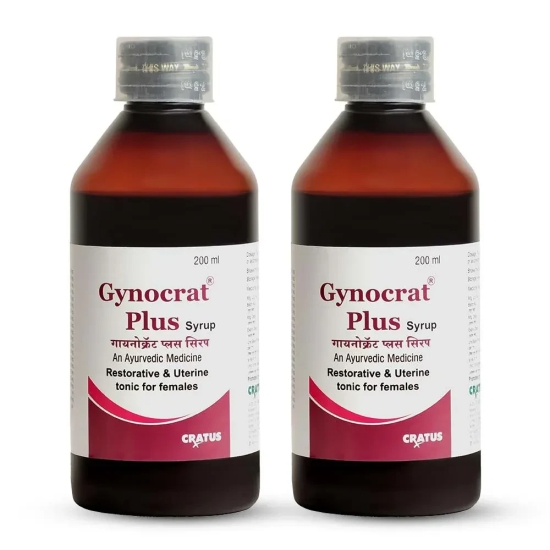 Cratus Gynocrat Plus Syrup 200ml -(Pack of 2) Hormonal Imbalance Supplement and Ayurvedic Uterine Tonic for Women, helps in Period Pain Relief and Irregular periods, White Discharge Medicine for 