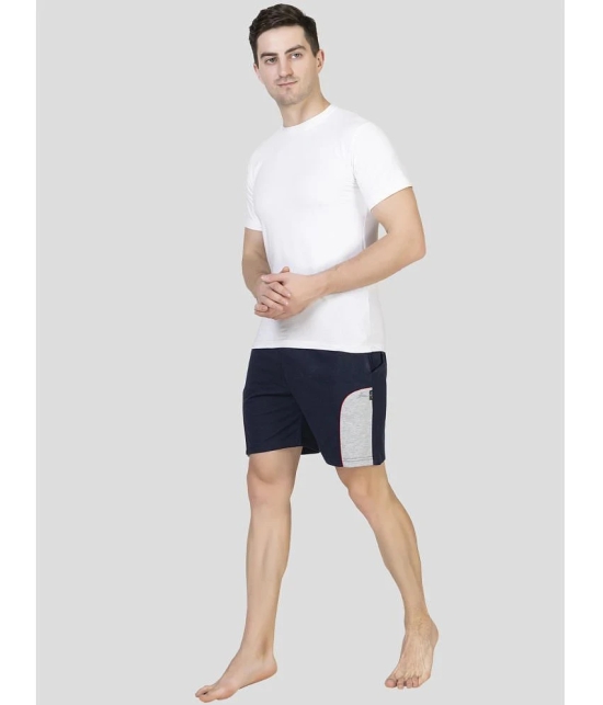 Zeffit - Navy Cotton Blend Mens Shorts ( Pack of 1 ) - None