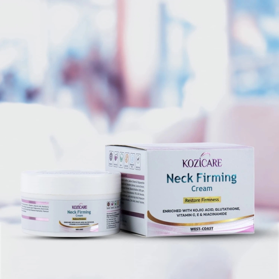 Kozicare Neck Firming Cream: Glutathione, Vitamin C, E, Niacinamide, Kojic Acid. Tightens, firms, reduces wrinkles, nourishes, heals skin. 50gm.-Kozicare Neck Firming Cream: 0.01% Glutathione, 2%