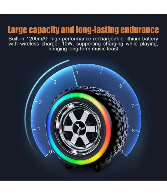 VERONIC RGB TYRE 10 W Bluetooth Speaker Bluetooth V 5.2 with USB,SD card Slot,Call function Playback Time 8 hrs Black - Black