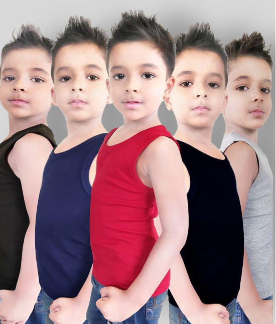 HAP Boys Multicolor Cotton Vest / Tank Top / Pack Of 5 - None