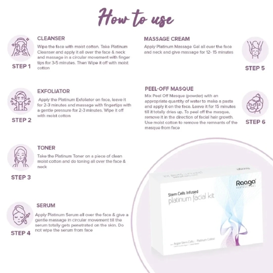 Raaga Professional 7 Step Facial Kit | Platinum | 61gm