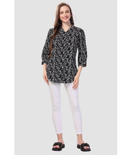 Meher Impex Crepe Printed Shirt Style Women's Kurti - Black ( Pack of 1 ) - None