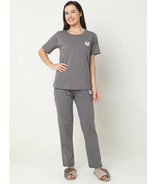 Smarty Pants Grey Cotton Womens Nightwear Nightsuit Sets ( Pack of 1 ) - None