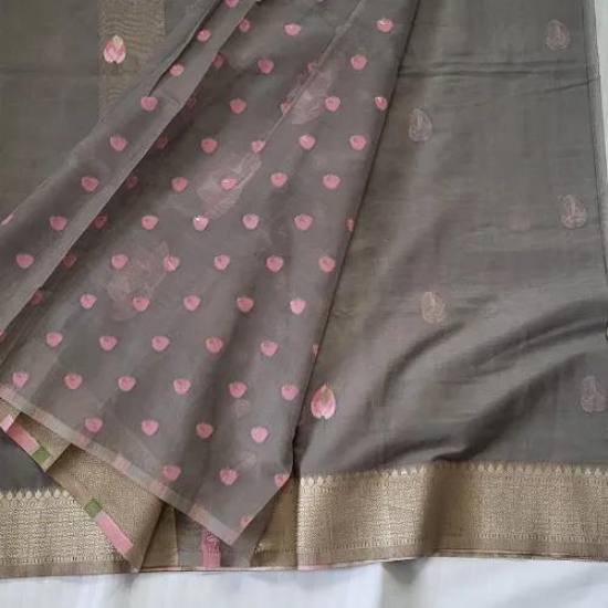 Italian Grey Tussar Silk Saree