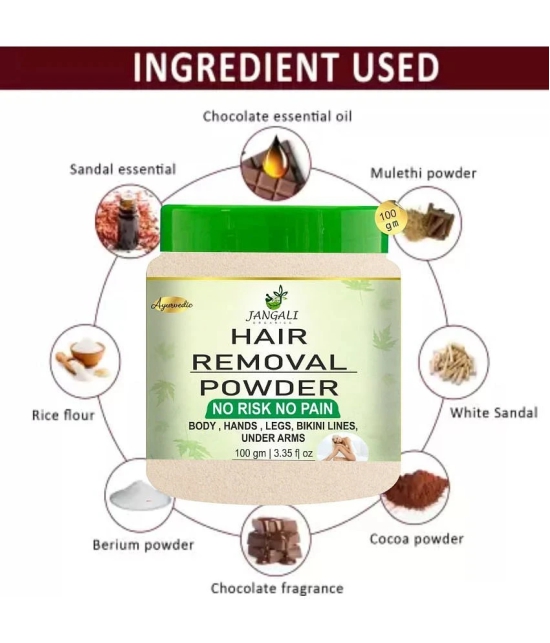 PURE JANGALI ORGANICS Hair Removal Powder Three in one Use For Powder D-Tan Skin 100G