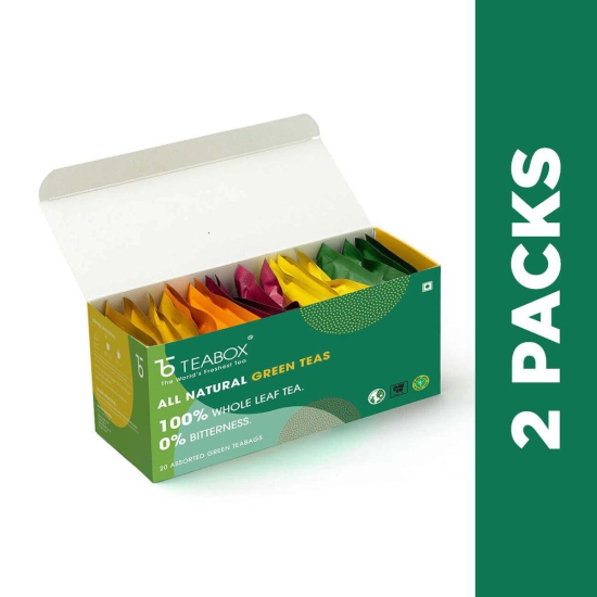 Teabox - Assorted Green Tea Bags - (100g - 20 sachets each) - Pack of 2