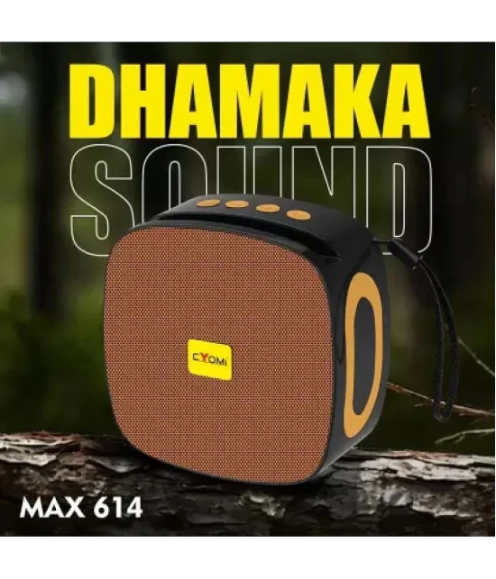 CYOMI CY_MAX614 5 W Bluetooth Speaker Bluetooth v5.0 with SD card Slot Playback Time 10 hrs Brown - Brown