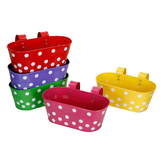 Polka Double Hook Metal Balcony Planter Set