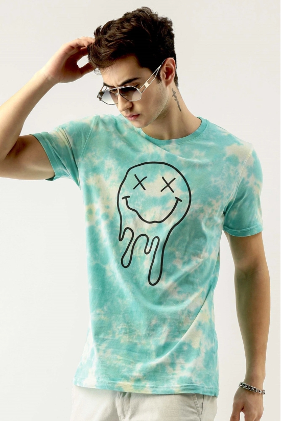 Smiley Tie Dye Green T-shirt-S / Neon Green