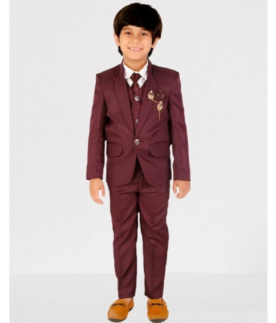 DKGF Fashion Boys Polyester Suit ( Pack of 1 , Maroon ) - None