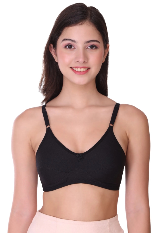 SONA Womens H-07 Full Coverage Non Padded Cotton Bra-34 / C / BLACK