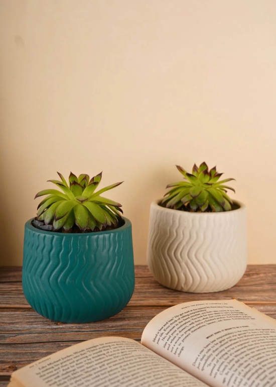 Essential Planter - White & teal