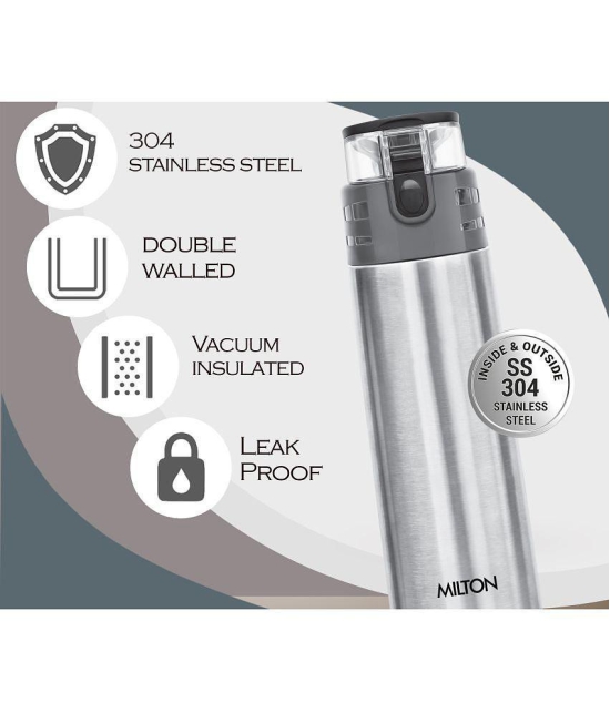 Milton Atlantis 600 Thermosteel Hot and Cold Water Bottle, 500 ml, Silver - Silver