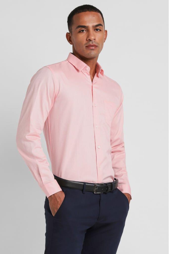 Men Pink Slim Fit Formal Full Sleeves Formal Shirt