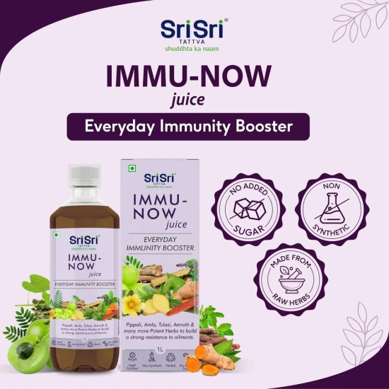 Sri Sri Tattva Immu-Now Juice - Everyday Immunity Booster | Pippali, Amla, Tulasi, Amruth & Many More Potent Herbs To Build A Strong Resistance To Ailments | 1L