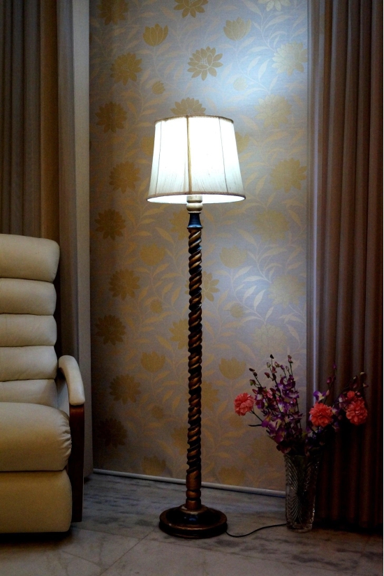 Classic Floor Lamp Cream & Brown with (Bulb Not Included)-Cream & Brown