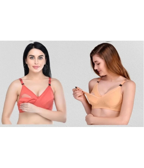 Desiprime - Multicolor Cotton Solid Womens Maternity Bra ( Pack of 2 ) - 32B