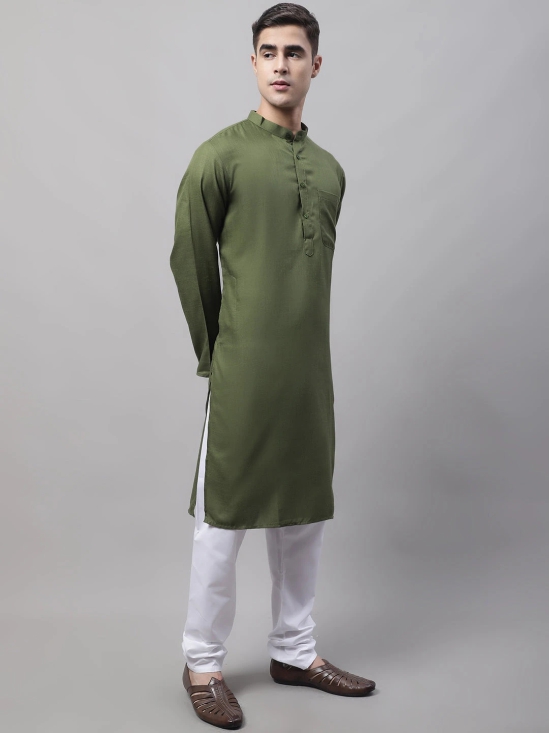 Jompers Men's Cotton Solid Kurta Payjama Sets-S / Green