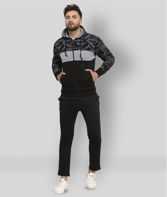 Wild West - Black Fleece Slim Fit Colorblock Mens Sports Tracksuit ( Pack of 1 ) - 3XL