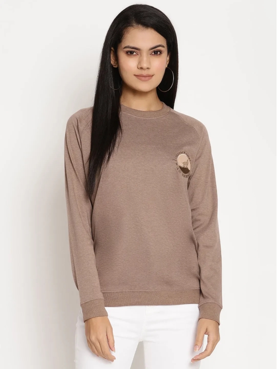 Women Wild Journey Brown Solid Sweatshirt-M