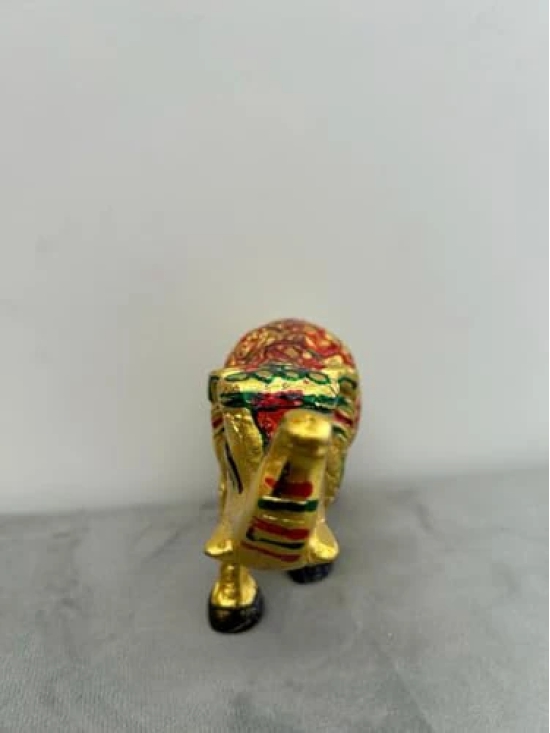 Aarna Creations Ethinic Elephant with Meena Design | Antique Meena Haathi |Elephant| Golden Carved Coloured Elephant