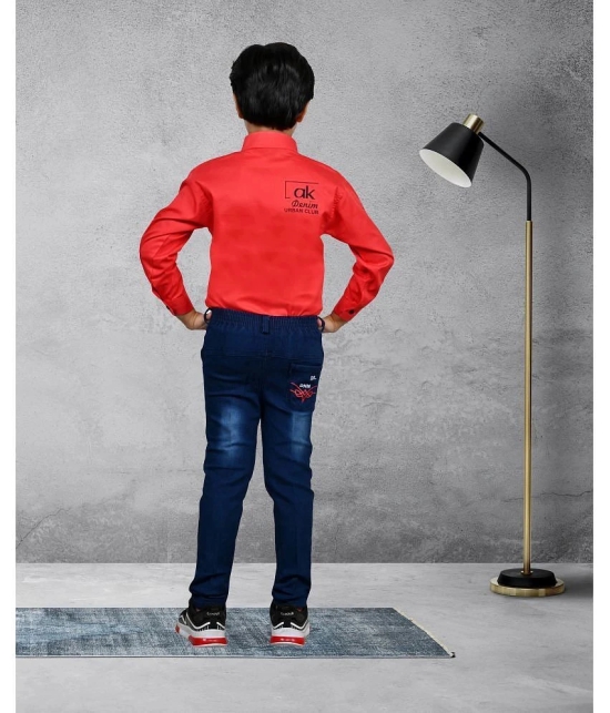 Arshia Fashions Pack of 1 Boys Denim Shirt & Jeans ( Red ) - None