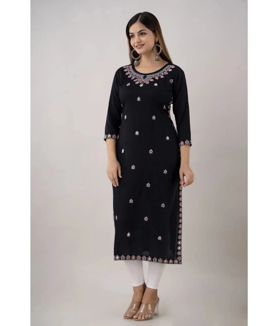 Kapadia - Black Rayon Womens Straight Kurti ( Pack of 1 ) - None