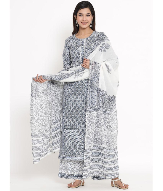 KIPEK - Blue Straight Cotton Womens Stitched Salwar Suit ( Pack of 1 ) - None