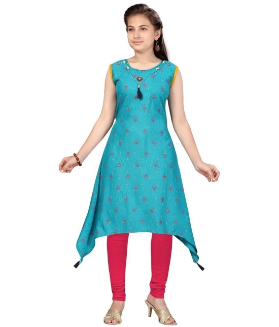 Aarika Turquoise Cotton Girls Kurti Legging Set ( Pack of 1 ) - None