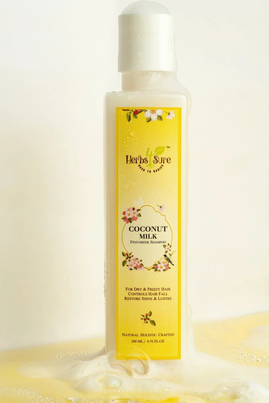 COCONUT MILK & FENUGREEK SHAMPOO- For Dry frizzy Unmanageable Hair- Gives Bounce and Shine to hair-200ml