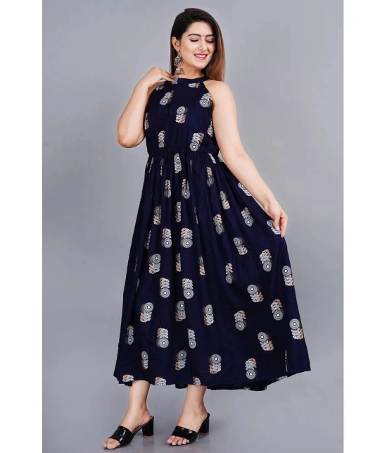 Smien - Blue Rayon Womens Anarkali Kurti ( Pack of 1 ) - None