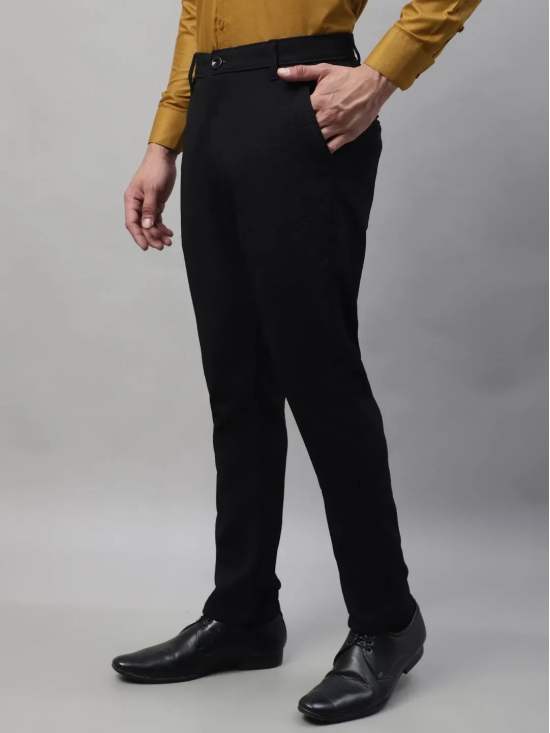 Indian Needle Men's Black Tapered Fit Formal Trousers-30 / Black