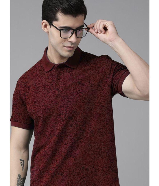 ADORATE Cotton Blend Regular Fit Printed Half Sleeves Mens Polo T Shirt - Wine ( Pack of 1 ) - None