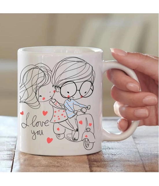 thriftkart BOY GIRL Valentine Ceramic Coffee Mug 1 Pcs 350 mL - White