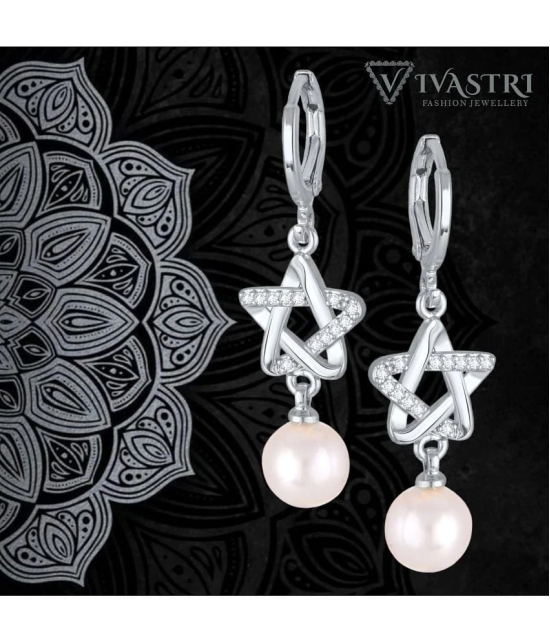 VIVASTRI Silver Drop Earrings ( Pack of 1 ) - Silver