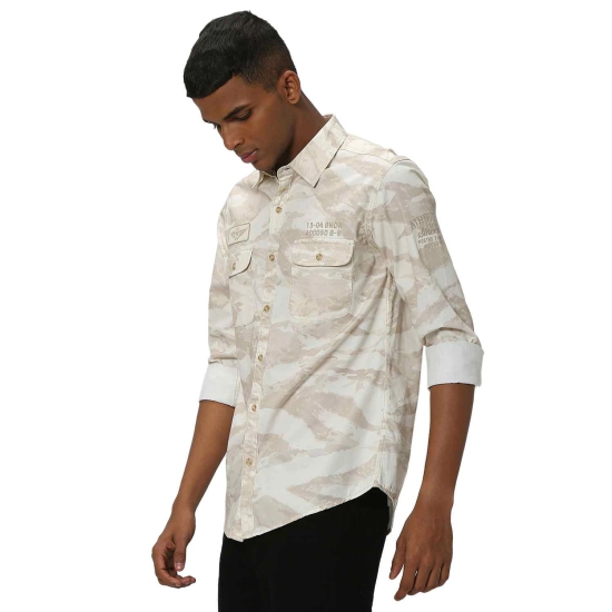 Beige & White Camo Print Shirt