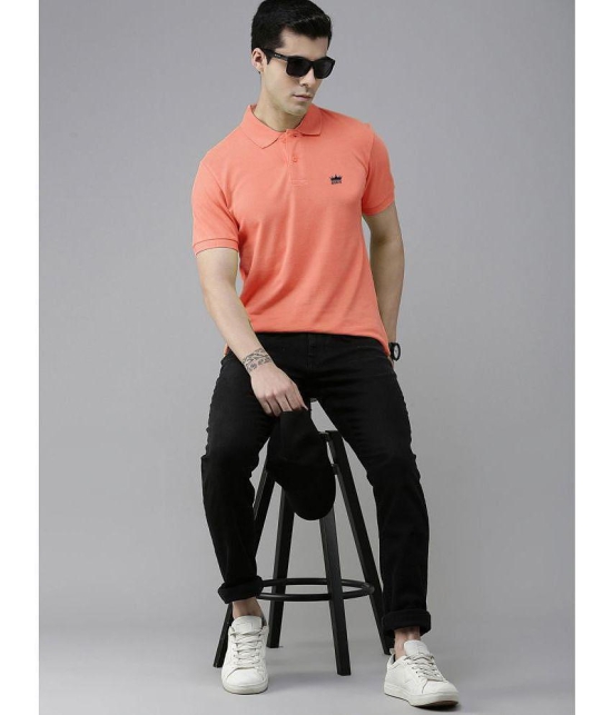 ADORATE Cotton Blend Regular Fit Solid Half Sleeves Mens Polo T Shirt - Coral ( Pack of 1 ) - None