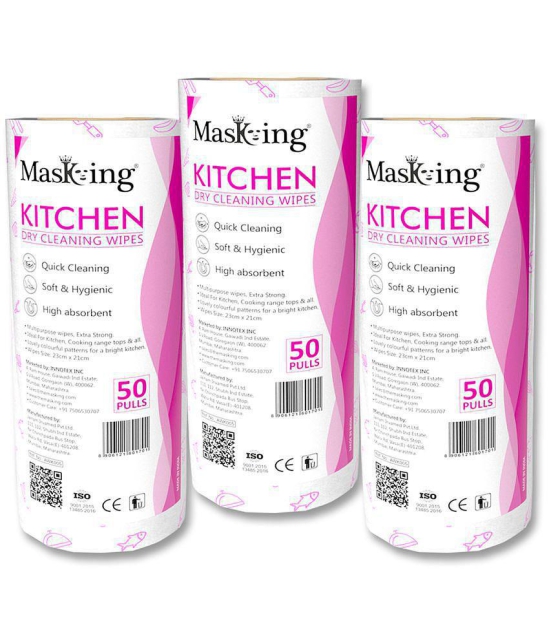 Masking Non-Woven Reusable & Washable Multi Surface Cleaner Wipes Pink 450 g Pack of 3