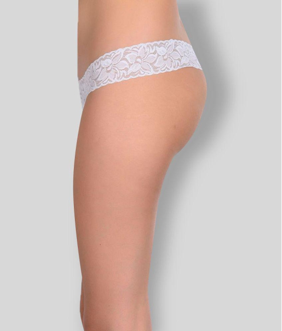 Affair - White Lace Self Design Womens Thongs ( Pack of 1 ) - Free Size