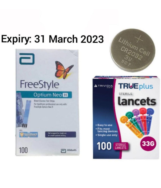 Abbott Freestyle Optium Neo H 100 Test Strips with 100 Lancets and Battery Expiry Feb 2024