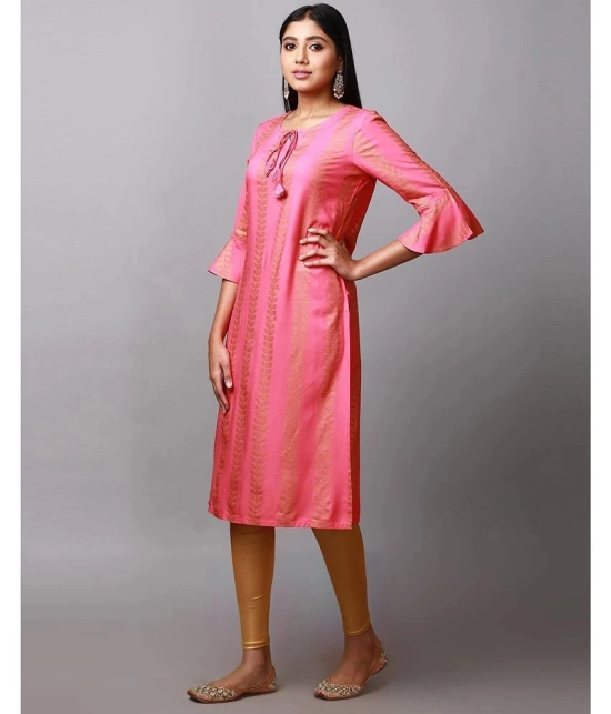 Alena Rayon Printed Straight Womens Kurti - Pink ( Pack of 1 ) - None