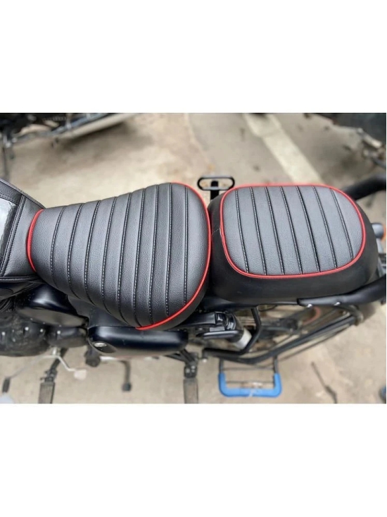 All New Classic 350/ RE Reborn Classic Stripes Seat Cover Leather Finish Water Resistant (Black with Red Piping) AFTER 2021