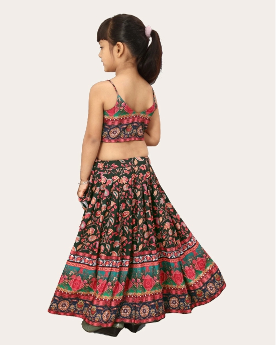 Girls Designer Blouse Top and Latest Printed New Lehenga Set For Ethnic- Party Set-Black / 4 Years-5 Years